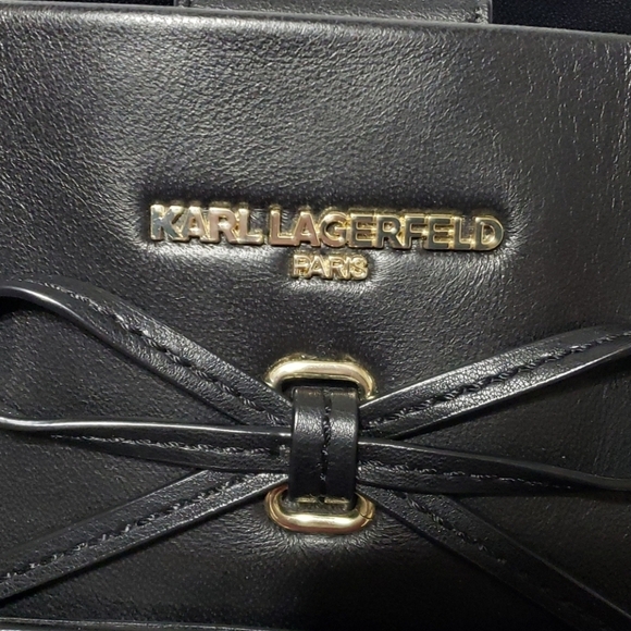 Karl lagerfeld black large shoulder vegan tote bag main image 1
